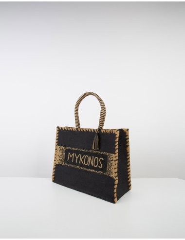 SS24 Tote bag con scritta "Mykonos"