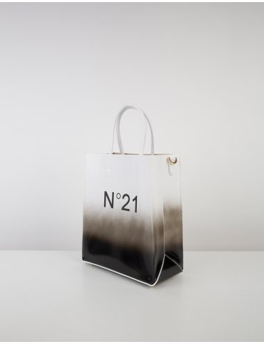SS24 Vertical tote bag bicolore con scritta logo