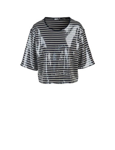 SS25 T-shirt cropped a righe con paillettes "Gardone"