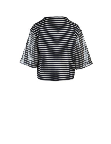 SS25 T-shirt cropped a righe con paillettes "Gardone"