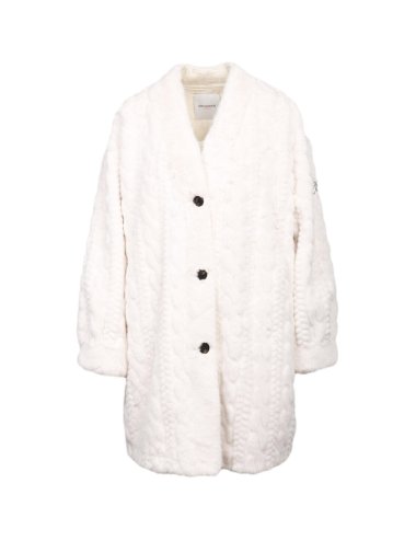 FW25-26 Cappotto con logo e filato peloso