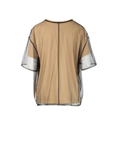 SS22 T-shirt con tessuto trasparente e scritta