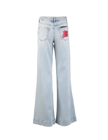 FW23-24 Jeans "Flare" con scritta logo ricamata