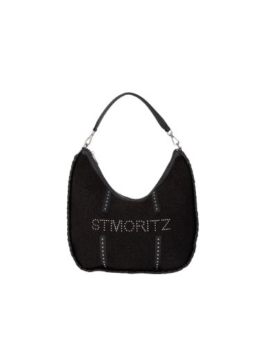 FW23-24 Shoulder bag con filato peloso e scritta "St. Moritz"