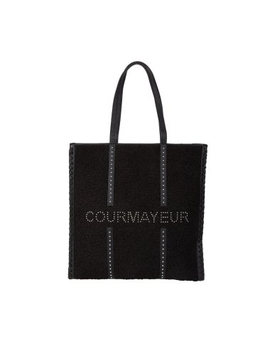 FW23-24 Tote bag con filato peloso e scritta "Courmayeur"