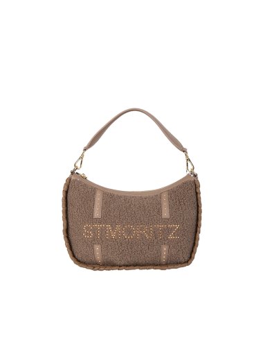 FW23-24 Baguette bag con filato peloso e scritta "St. Moritz"